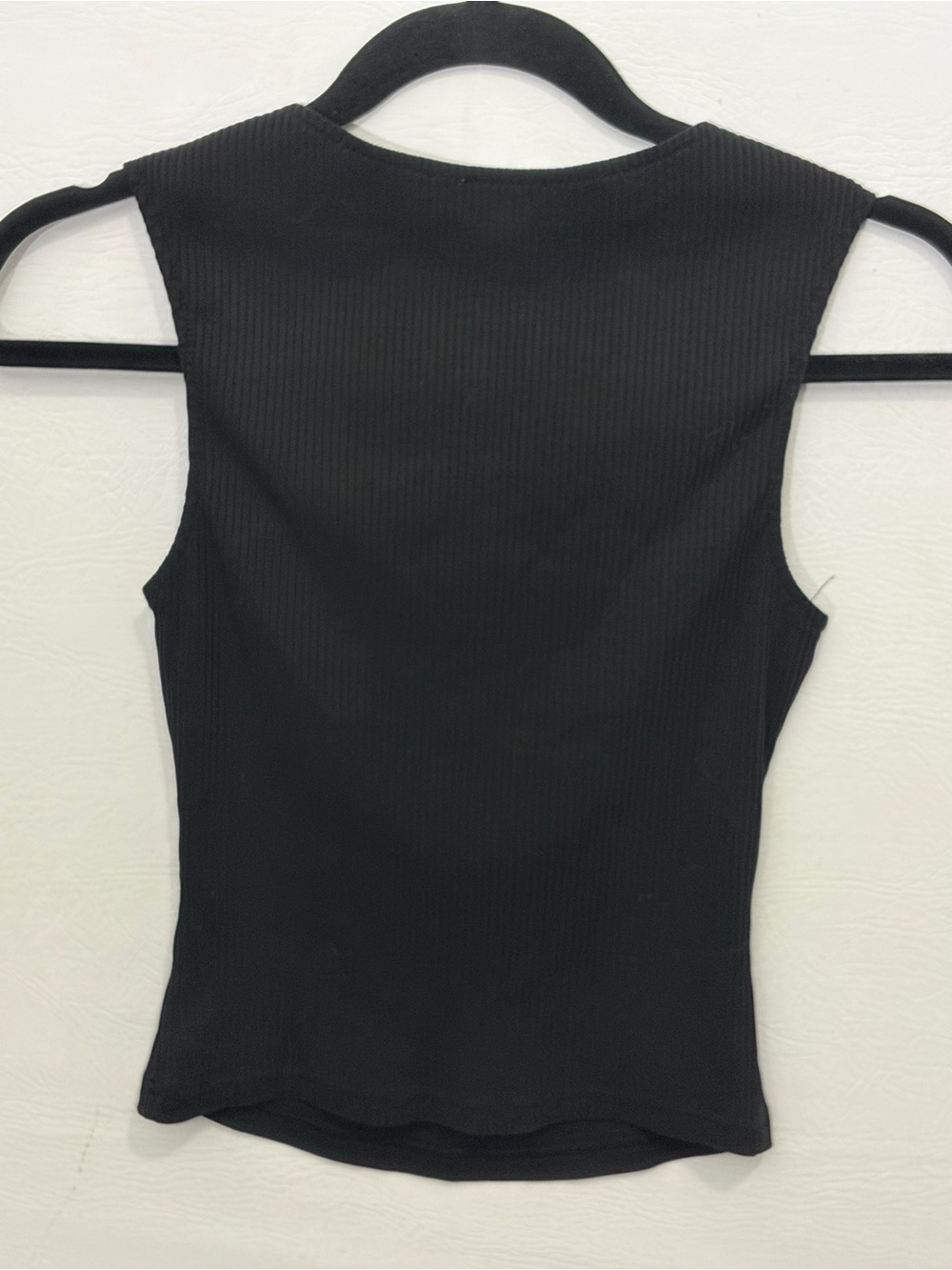 superdown Black Ribbed Square-Neck Tank Small - Picture 2 of 6
